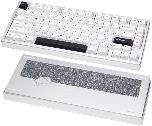 KEEBMONKEY Rainy 75 Mechanical Keyboard - Triple-Mode, Aluminum, RGB, Pro Argent, Cocoa Switches, Superior Acoustics, 7000mAh Battery