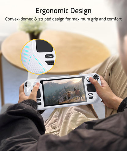 Syntech Steam Deck Protective Case - Grayish White, Non-Slip Thumb Grips, 30×12×4cm, Model SYNM053W