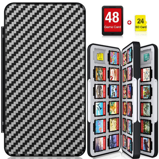 CYKOprotective gear Switch Game Case for Nintendo Switch OLED/Switch/Switch Lite  with 48 Switch Game Card sections & 24 SD Card sections  Compact and Portable Switch Game Holder  Gray