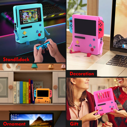 GRAPMKTG Charging Stand for Nintendo Switch OLED - Portable Dock with Smile Face Design - Cute Pink Case Accessory for Men, Women, Kids