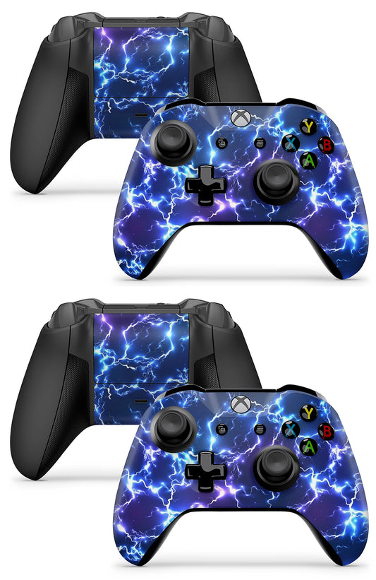2 x Electic Blue Storm Compatible with Xbox One/X/Controller Skins Full Wrap Vinyl Sticker