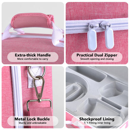 MOCADIA PS5 Travel Case - Hard Shell Carrying Bag for PS5 Console & Accessories - Pink