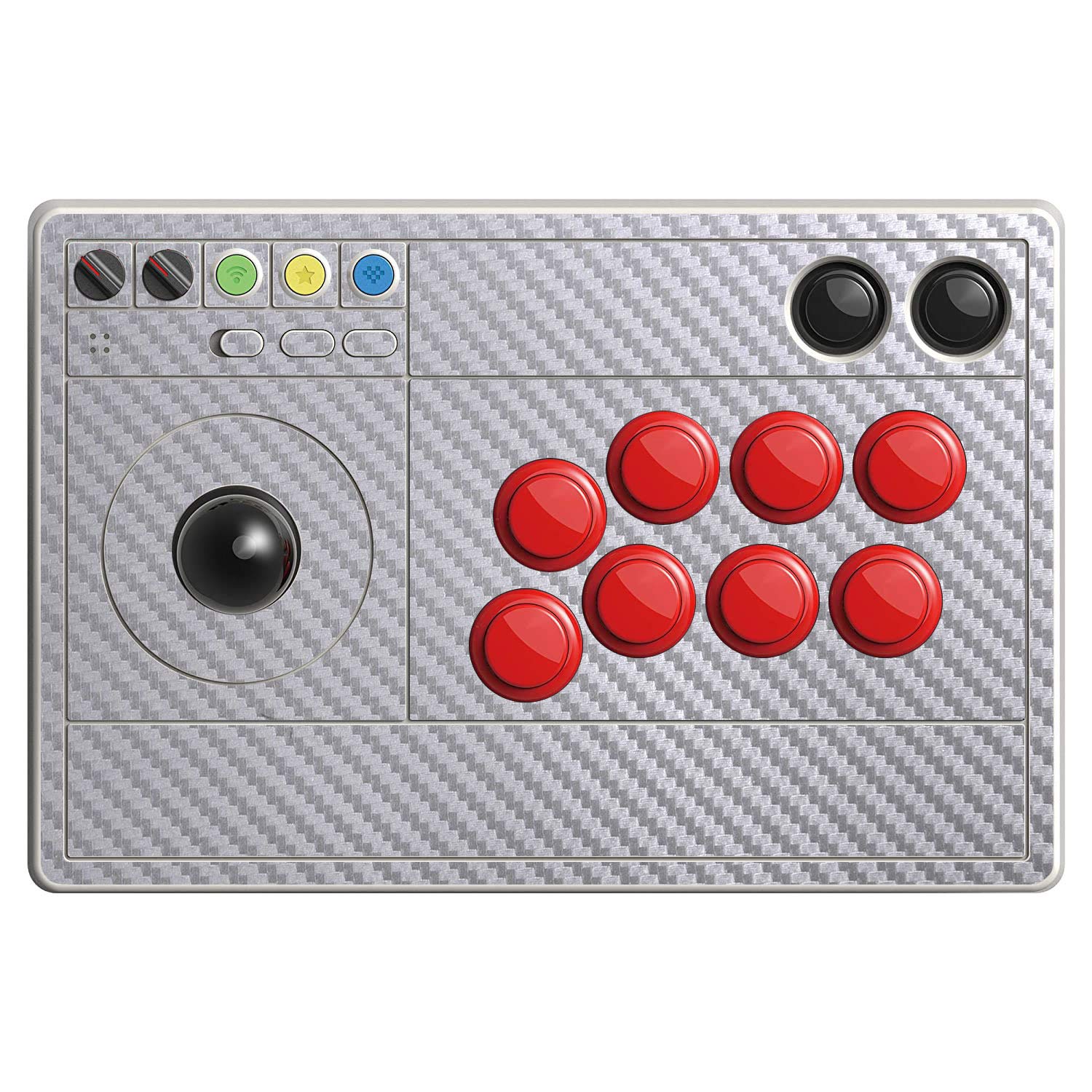SopiGuard Sticker Skin for 8BitDo Arcade Stick Top Panel Only Vinyl Decal Wrap (Carbon Silver)