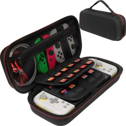 ButterFox Carrying Case for Hori Split Pad Compact  20 Game Slot Holders (18 Physical + 2 digital)  Compatible with Both Regular Switch and Swith OLED - Black