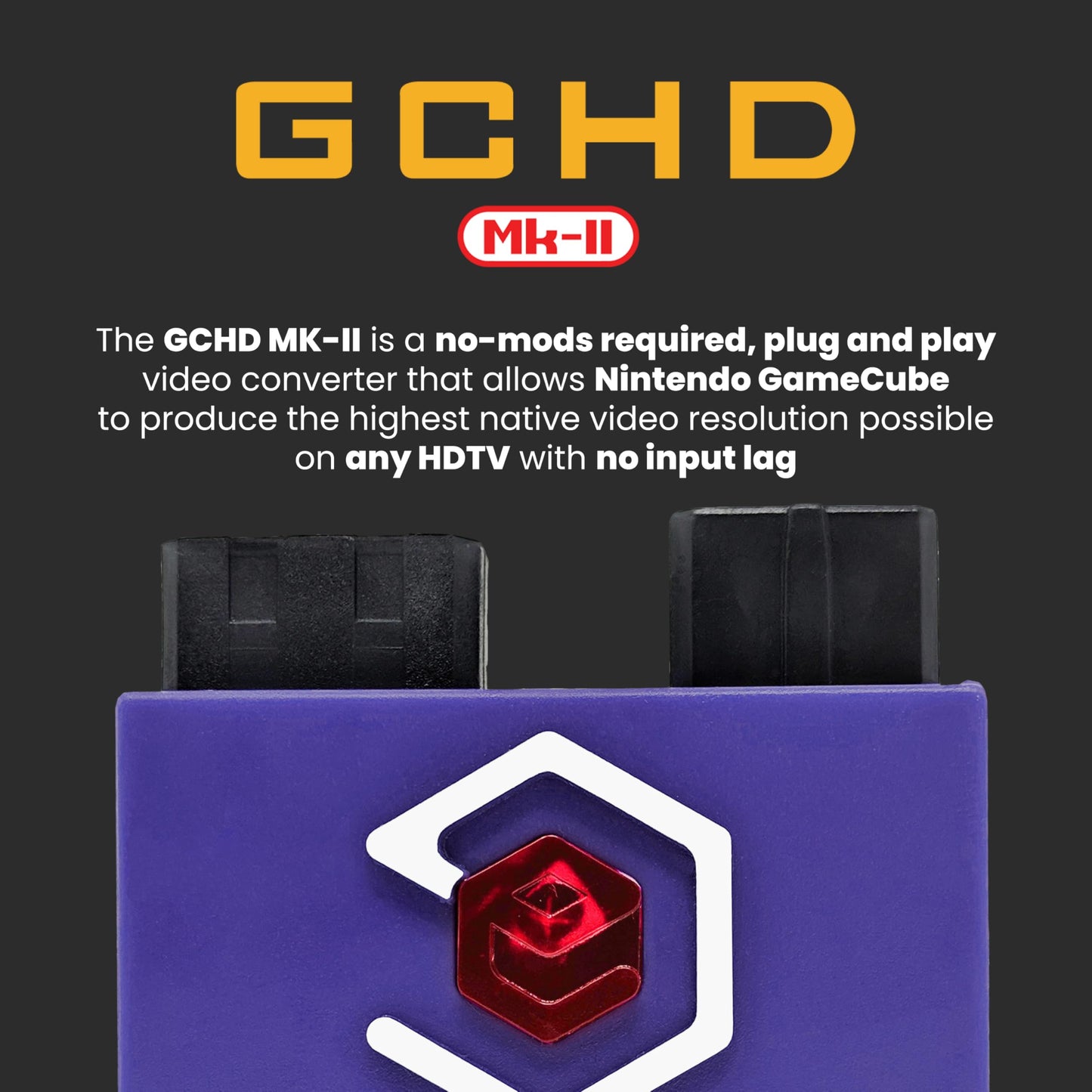 E E·O·N GCHD Mk-II HDMI Adapter for Nintendo Gamecube - Zero Lag, Plug & Play, Purple, Fits DOL-001, Model 432131