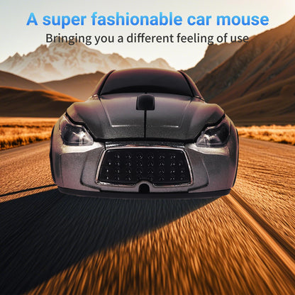 elec Space Wireless Car Mouse - 2.4G, 1600 DPI, Cute Design, LED Headlights, Grey Color for Kids, Ideal for Laptop & PC