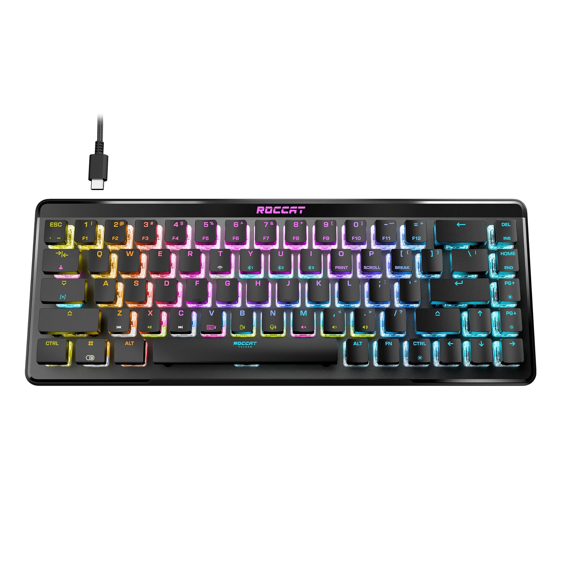 ROCCAT Vulcan II Mini Air 65% Optical Mechanical Gaming Keyboard  Full Wireless and Bluetooth Capabilities  Customizable RGB Illumination  Button Duplicator  On-Board Profiles  Aluminum Plate - Black