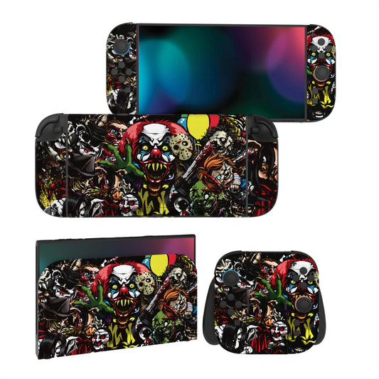 PlayVital for Nintendo Switch 2 Skin Full Set (2-Pack) - Protective Vinyl Decal Stickers for Switch 2 Console  Joycons  Handle Grips & Dock | No Residue  Anti-Scratch - Scary Party