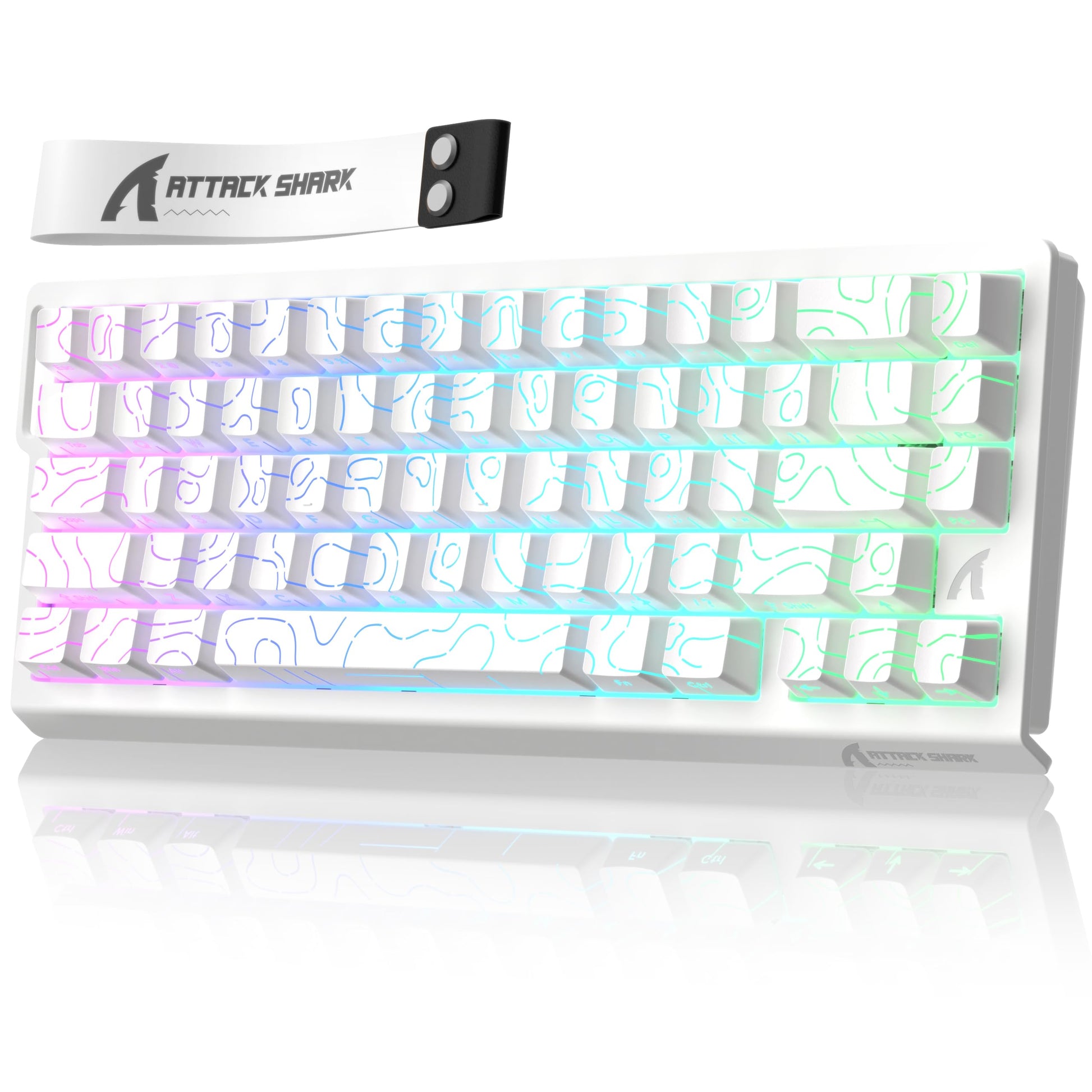 ATTACK SHARK X68 HE 8000Hz Rapid Trigger Keyboard  0.01mm RT Accuracy Wired Gaming Keyboard with Magnetic Switch  Adjustable Actuation  Rapid Trigger  Snap Tap  RGB Lighting for PC/Mac  White Contours