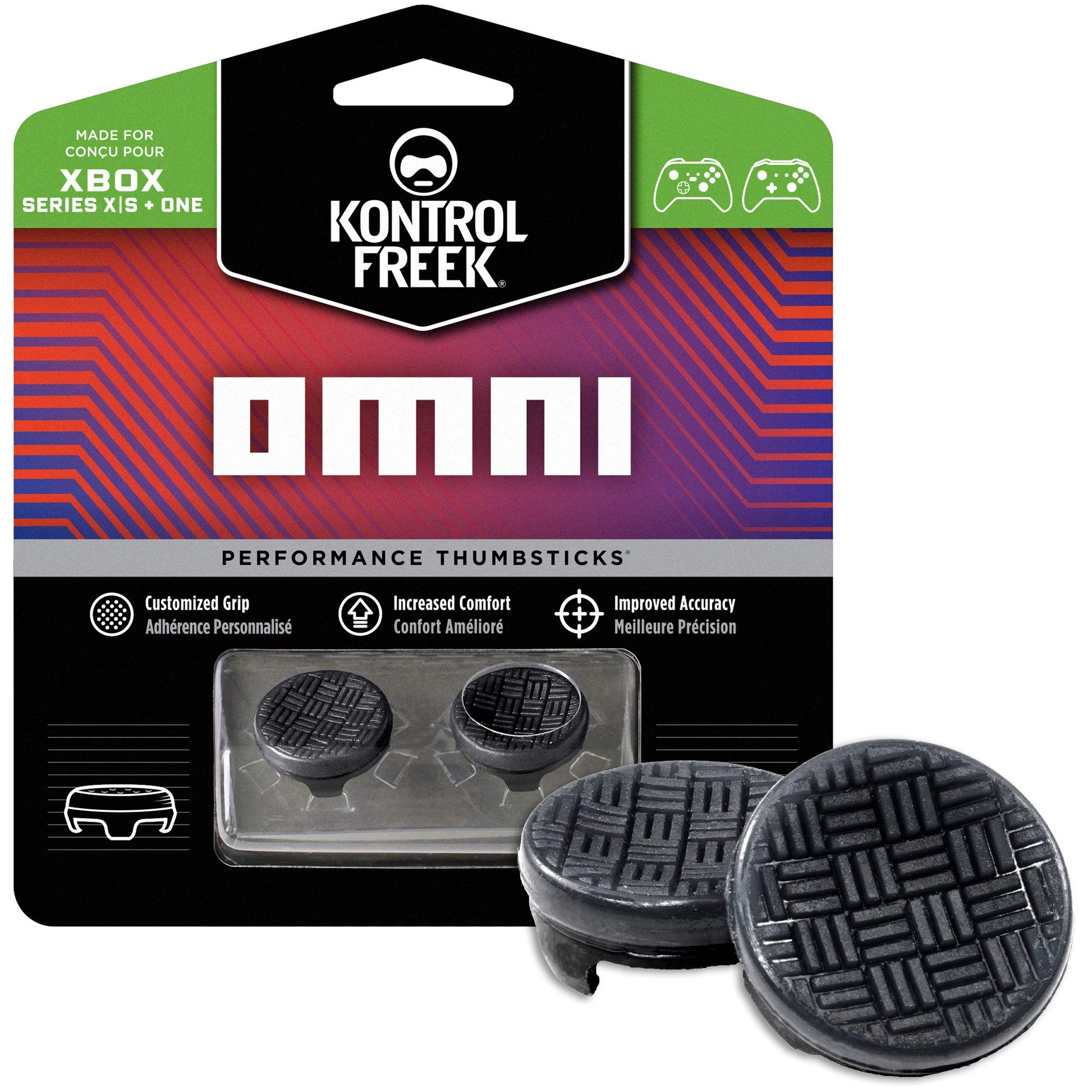 KontrolFreek Omni Thumbsticks for Xbox One/Series X | 2 Low-Rise Concave | Black | Model BLA-8700-XBX