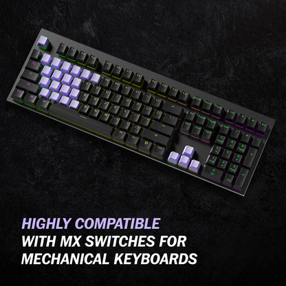 HK Gaming Rubber Keycaps Set - 23 Keys OEM Profile, Anti-Slip Texture, Lavender, Compatible with Cherry MX, Gateron, Kailh