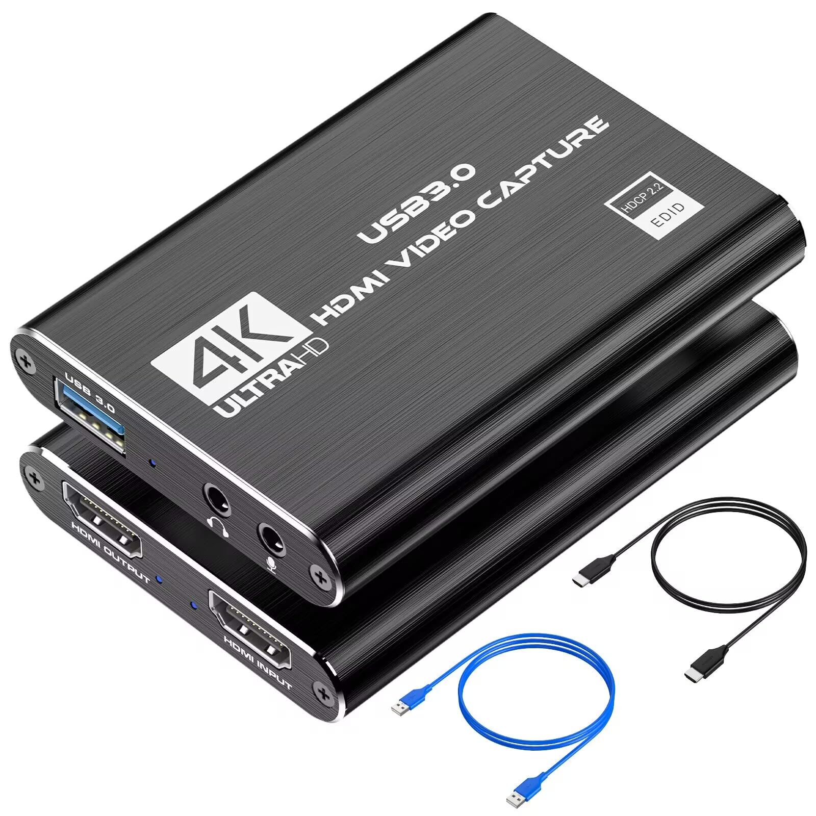 4K HDMI Capture Card for Streaming  Full HD 1080P 60FPS USB 3.0 Cam Link Game Audio Video Capture Card  Work with Camera/Nintendo Switch/Xbox/PS4/PS5/PC/OBS (Black)