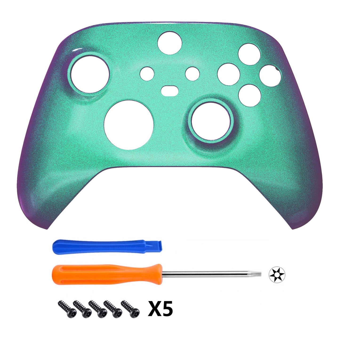eXtremeRate Xbox Series X & S Controller Replacement Shell - Chameleon Green Purple, Custom Plastic Faceplate, Model FX3P302