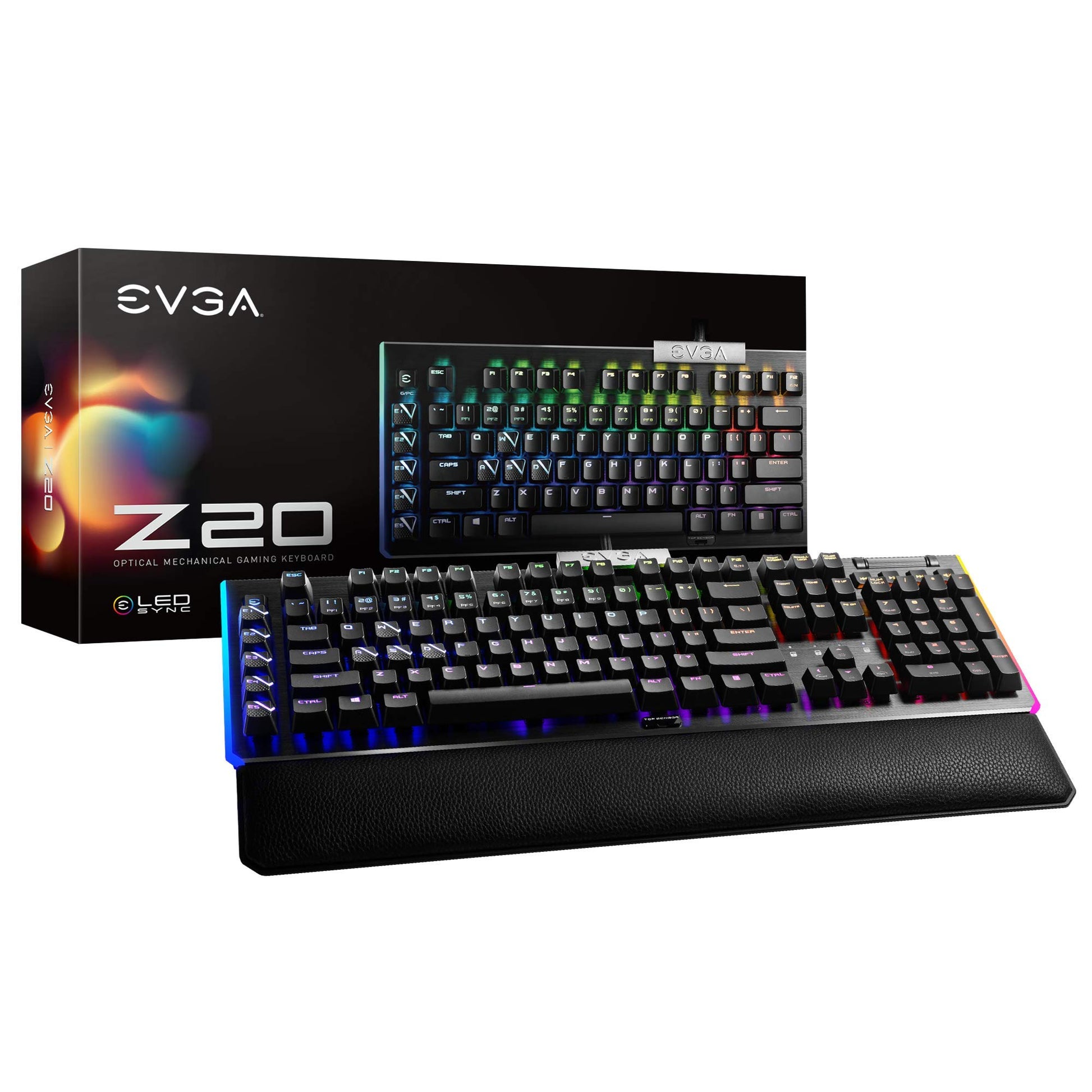 EVGA USB Z20 RGB Optical Mechanical Gaming Keyboard, Clicky Switches, Black, Model 812-W1-20US-KR