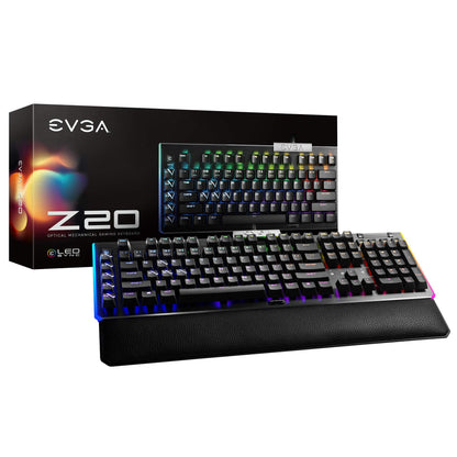 EVGA USB Z20 RGB Optical Mechanical Gaming Keyboard, Clicky Switches, Black, Model 812-W1-20US-KR