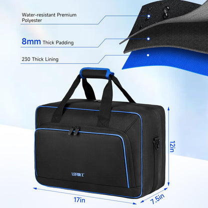 LEFOR·Z PS5 Carrying Case - 17 Pockets Travel Storage Bag, Thick Padding, Black/Blue