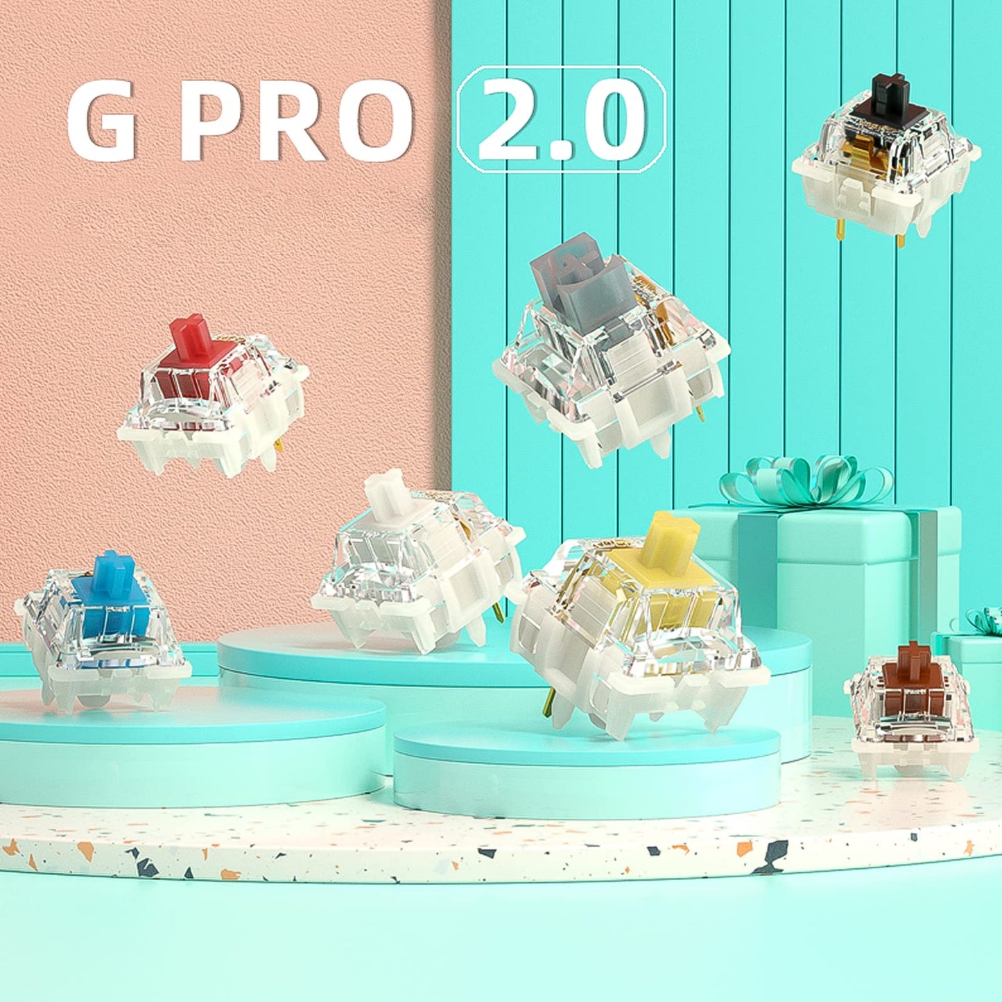 DRAOZA Gateron Pro 2.0 Switches - 72pcs Prelubricated RGB Mechanical Keyboard, 3-Pin, Red/Brown Compatible