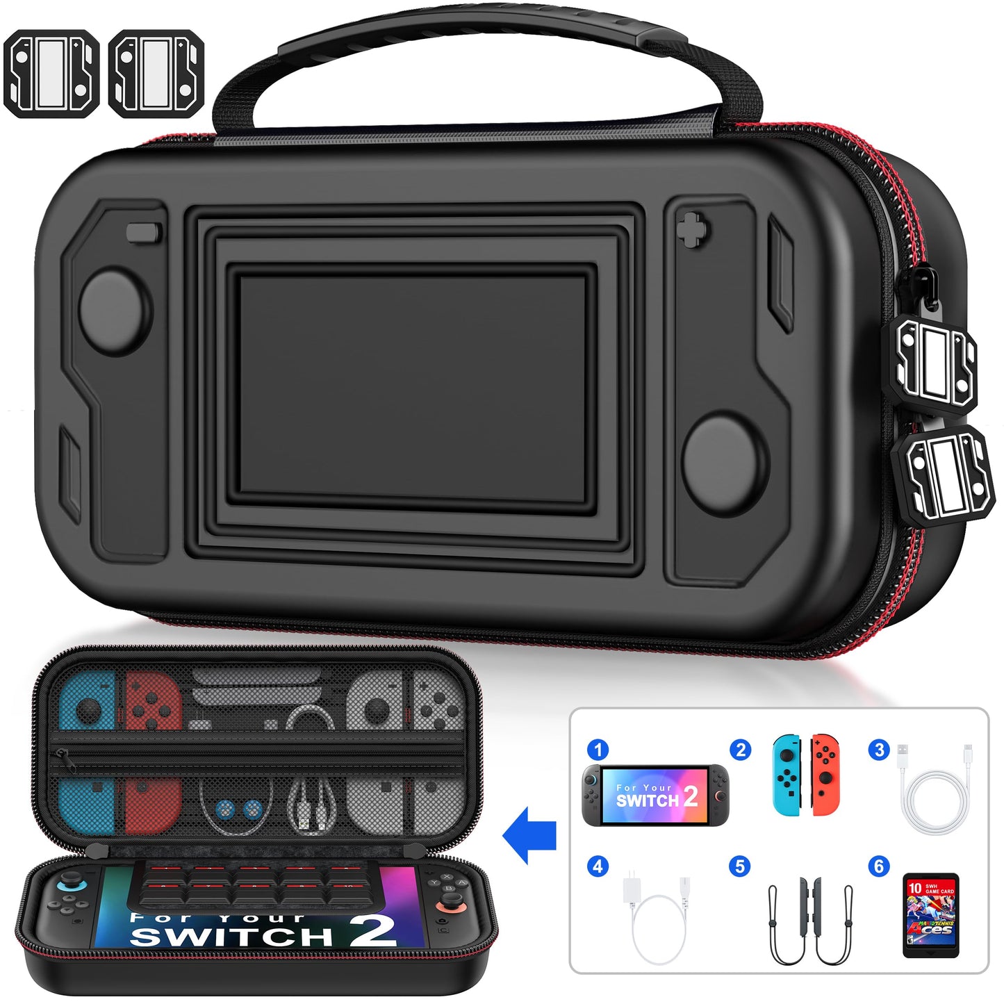 Switch Carrying Case for Nintendo Switch 2 (2025)/Switch/OLED  Switch Travel Carrying Case Hard Shell Protective for Nintendo Switch 2 Accessories  10 Game Card Slots  Crush-resistant