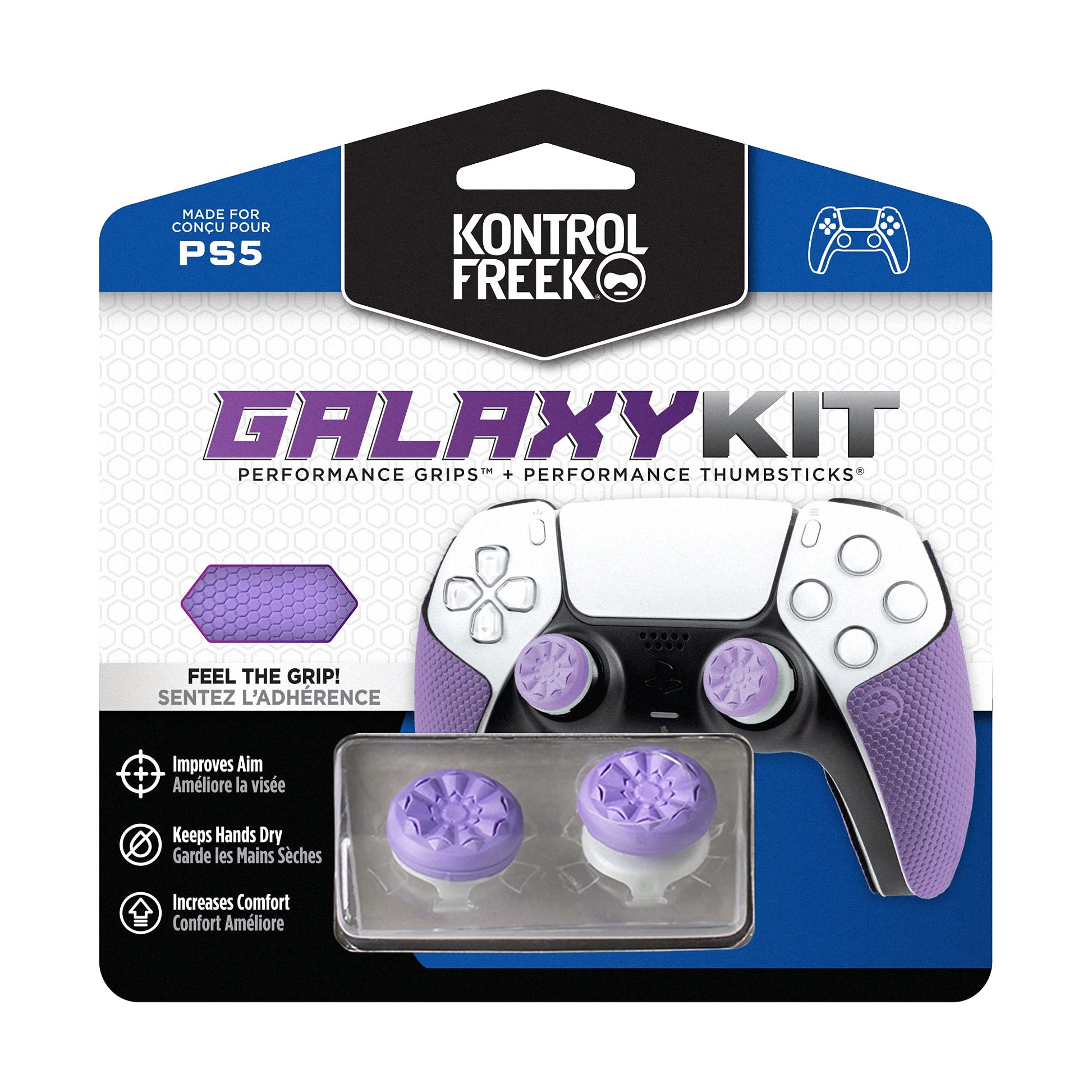 KontrolFreek FPS Freek Galaxy Kit for PS5 Controller | Performance Thumbsticks & Grips | Purple | Model PK-2807-PS5
