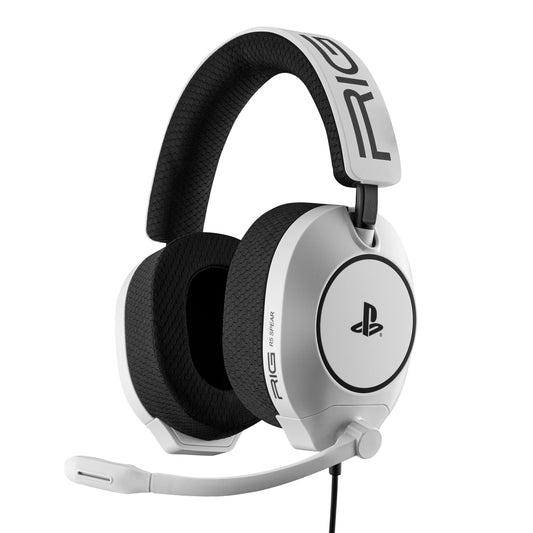 RIG R5 Spear PRO HS Wired Gaming Headset Officially Licensed for PlayStation  PS5  PS4  PC - 40mm Graphene Drivers  Tempest 3D Audio  Flip-to-Mute Mic  Memory Foam Cushions  3.5mm -White