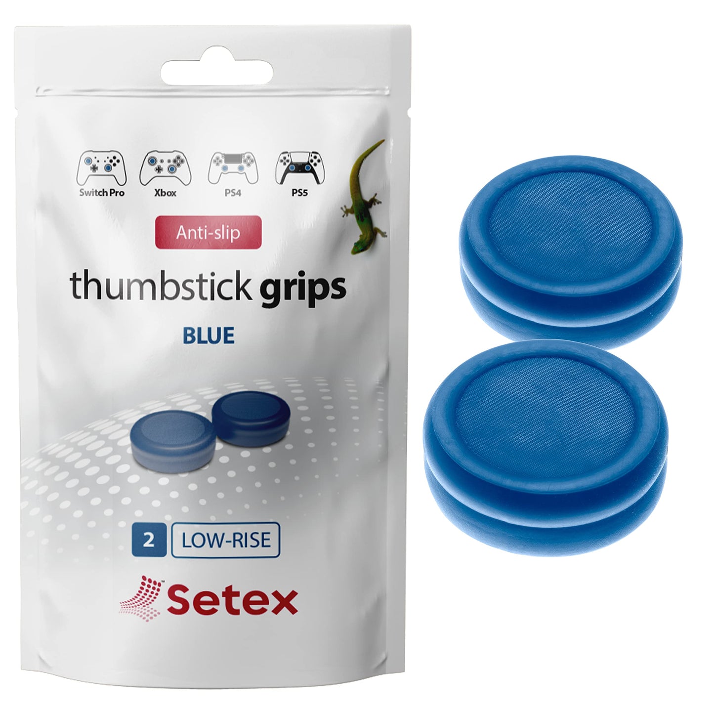 Setex Gecko Grip  Thumbstick Grip Covers  for PlayStation PS5  PS4  Xbox One  Switch Pro  Steam Deck  Anti-Slip Microstructured Analog Stick Thumb Grips  (1 Pair) Blue  Grip Covers Only