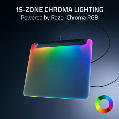 Razer Firefly V2 Pro RGB Gaming Mouse Mat - 15 Zone Chroma Lighting, 11L x 14.2W inches, Black, Model RZ02-04920100-R