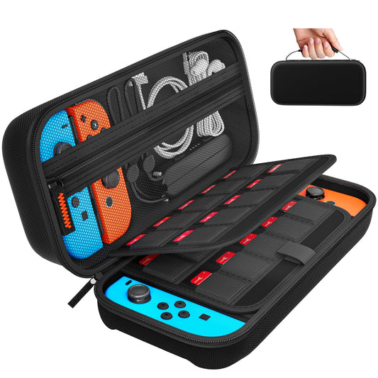 daydayup Switch Carrying Case Compatible with Nintendo Switch/Switch OLED  with 20 Games refill units Protective Hard Shell Tpartyl Carrying Case Pouch for Console & Accessories  Black