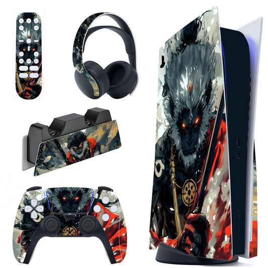 PlayVital for ps5 Skin - Disc Edition Full Set Console Controller Skin  Vinyl Decal Wrap Sticker Cover for ps5 Controller & Charging Station & Headset & Media Remote - Fallen Wukong
