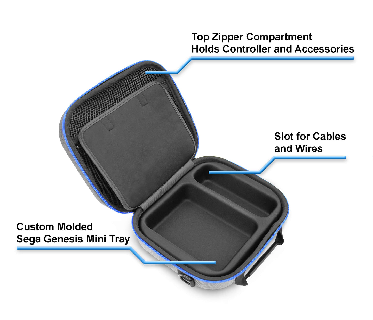 CASEMATIX Travel Case for Sega Genesis Mini - Black EVA9-5050 with Shoulder Strap