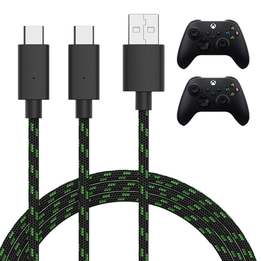 TalkWorks Dual Xbox Controller Charger - 10 Nylon Braided USB C Cable, Charges 2 Devices, Model 4949, 1-Pack