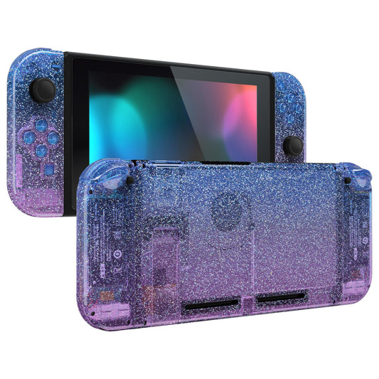 eXtremeRate DIY Replacement Shell Buttons for Nintendo Switch  Custom Back Plate for Switch Console  Housing with Colorful Buttons for Joycon Handheld - Glitter Gradient Translucent Bluebell