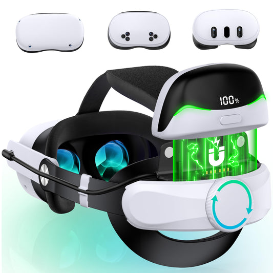 DXKK Head Straps for Meta Quest 3/Quest 3s/Quest 2 with Magnetic Battery- Balanced & Extend 3H Time  Adjustment Dials Enhanced Comfort VR Gaming Consoles