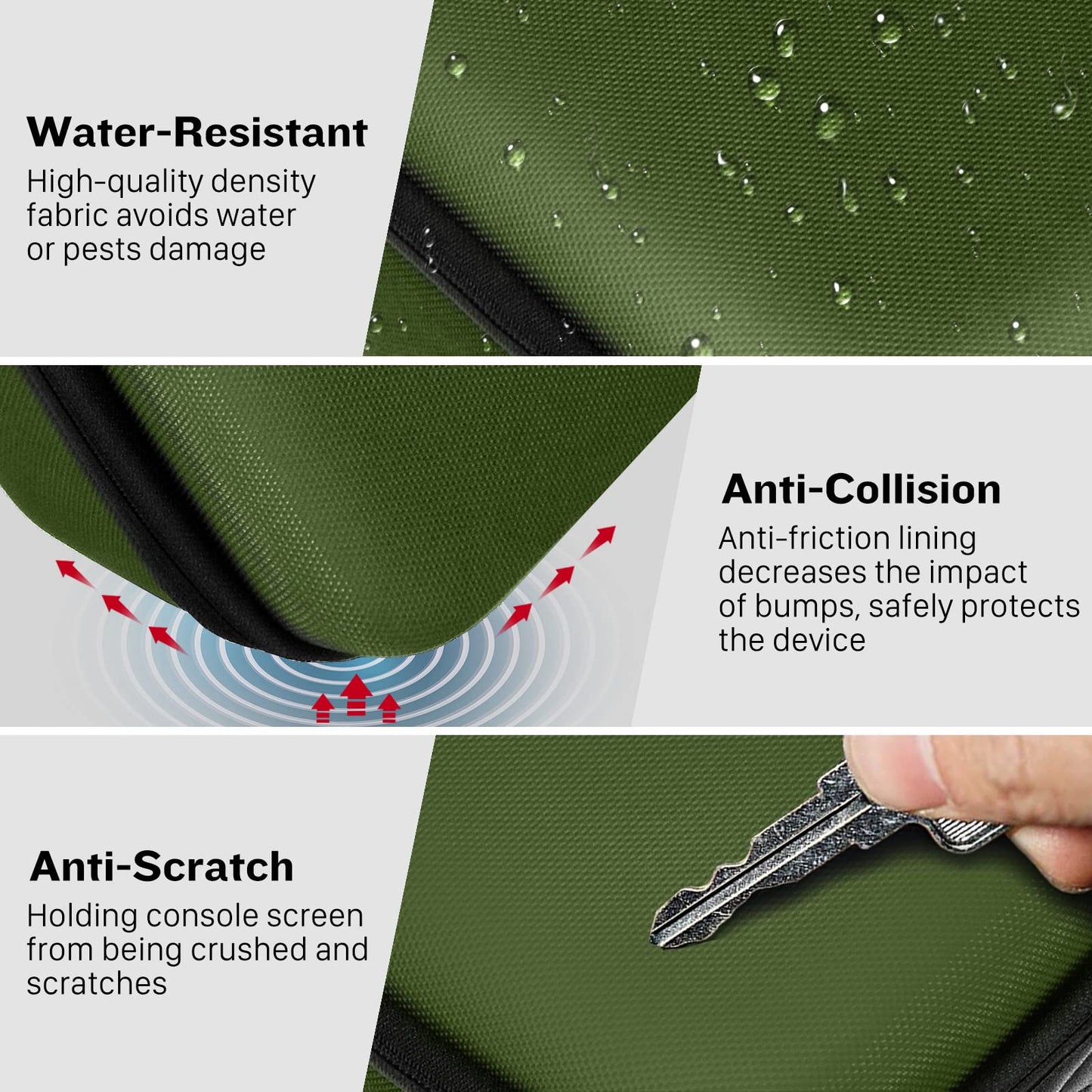 VORI Hard Travel Case for Nintendo Switch/OLED, Green, with Handle & Shoulder Strap, Fits Pro Controller & Accessories