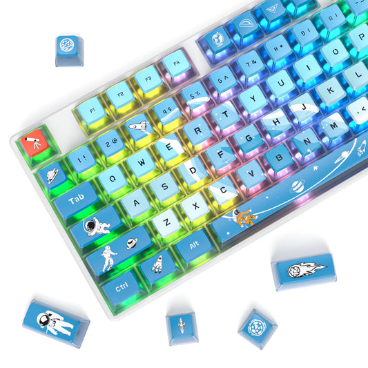 Ussixchare 120 Keys ASA Profile PBT Pudding Keycap Space Keycaps Dye-Sublimation Custom Keycaps for MX Switch Mechanical Gaming Keyboard(Space)