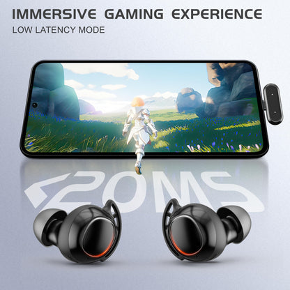 IAMJOY Gaming Earbuds - 20ms Low Latency, 90H Playtime, Noise-Canceling Mic, Classic Black, Model U-Air4, Compatible with PS5/VR/PC