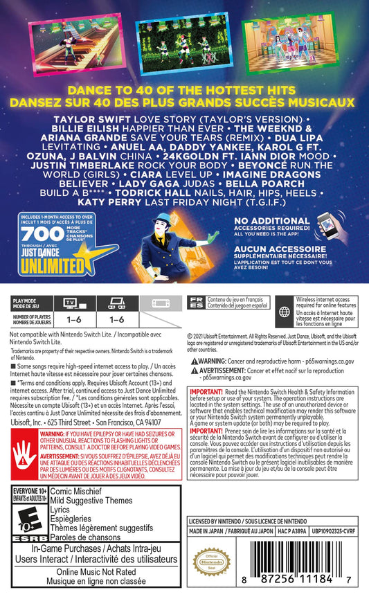 Ubisoft Just Dance 2022 for Nintendo Switch - Model UBP10902325