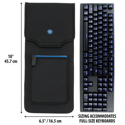 ENHANCE Keyboard Sleeve Case for Full-Size Mechanical Keyboards up to 18" - Rugged Neoprene, Zipper Storage Pouch, Standard Size