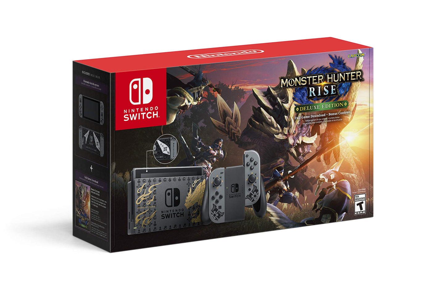 Nintendo Switch Monster Hunter Rise Deluxe Edition - Black/Grey, Model: HADSKGALG