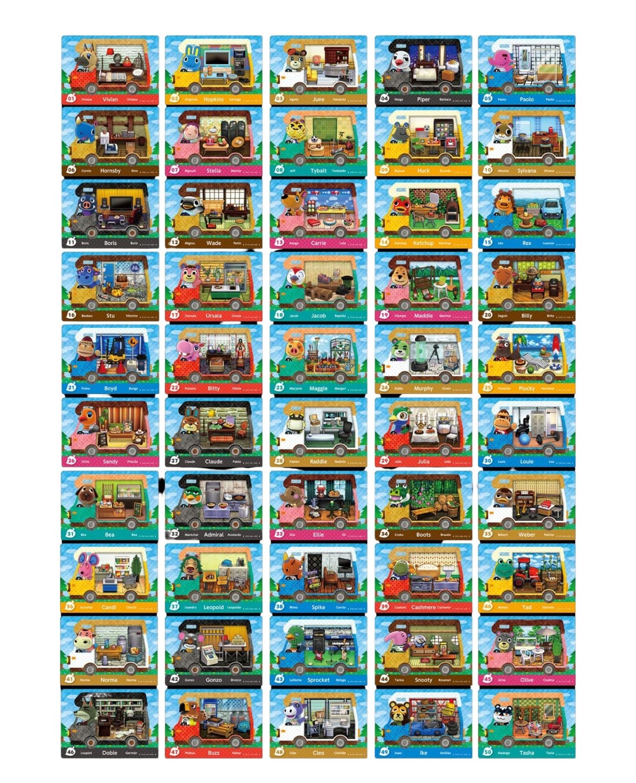 Generic 56Pcs NFC Mini RV Cards Set - 6Pcs SARL + 50Pcs Full Set, 1.25 x 0.86 inches, Black