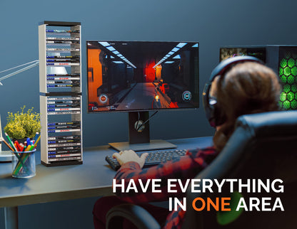 Skywin Video Game Storage Stand Tower - Universal Organizer for PS5/PS4/Xbox - 36 Disc Holder - White - Model SW-236-T627PS5GHW