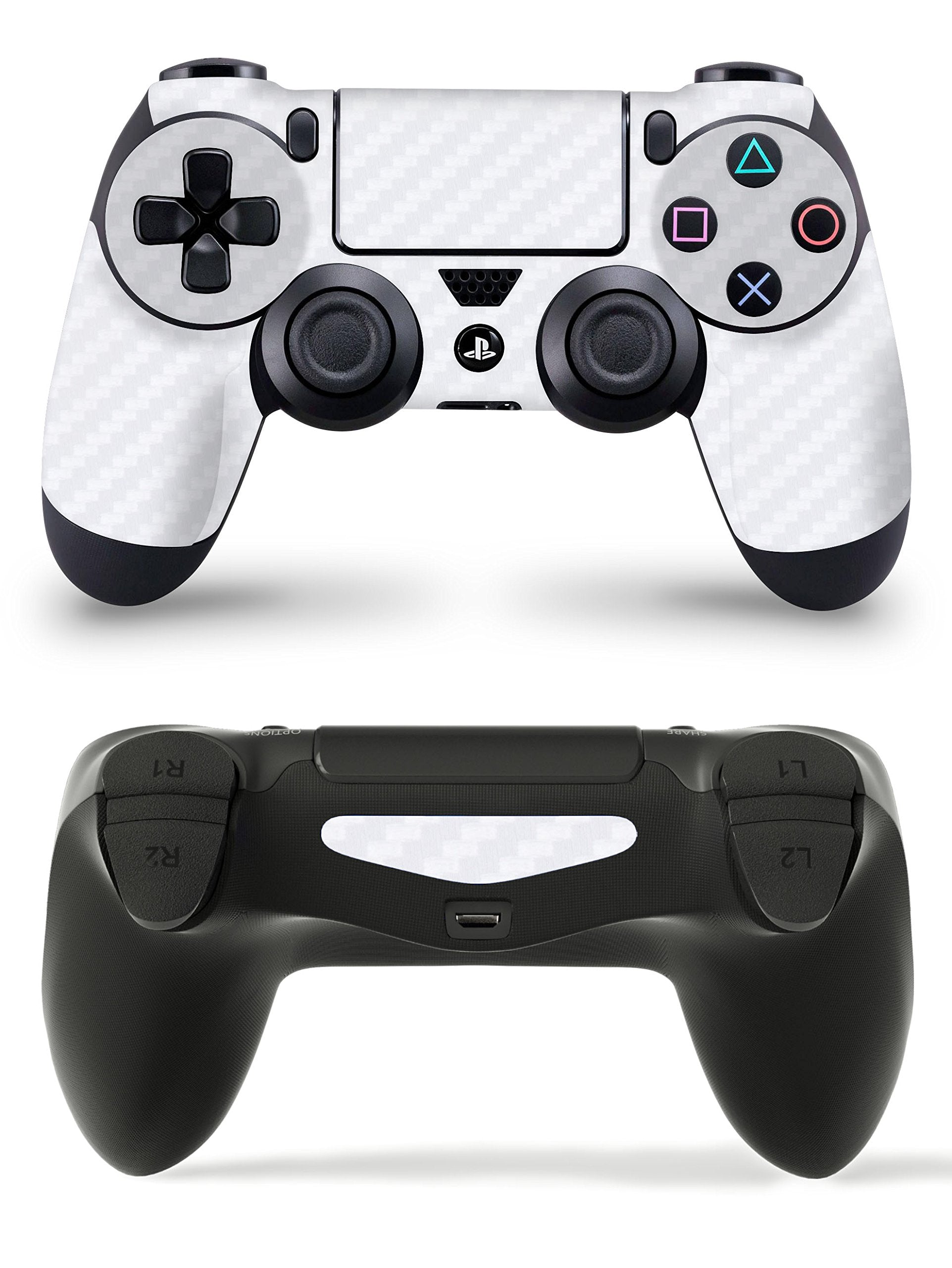 giZmoZ n gadgetZ Carbon White PS4 Controller Skin Full Wrap Vinyl Sticker, 5.5 x 2.5 inches