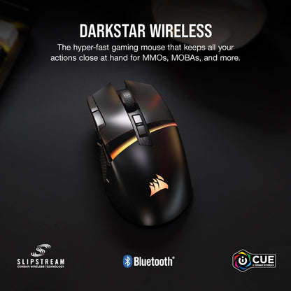Corsair DARKSTAR RGB Wireless Gaming Mouse - 26,000 DPI, 15 Programmable Buttons, Black, iCUE Compatible, Model CH-931A011-NA