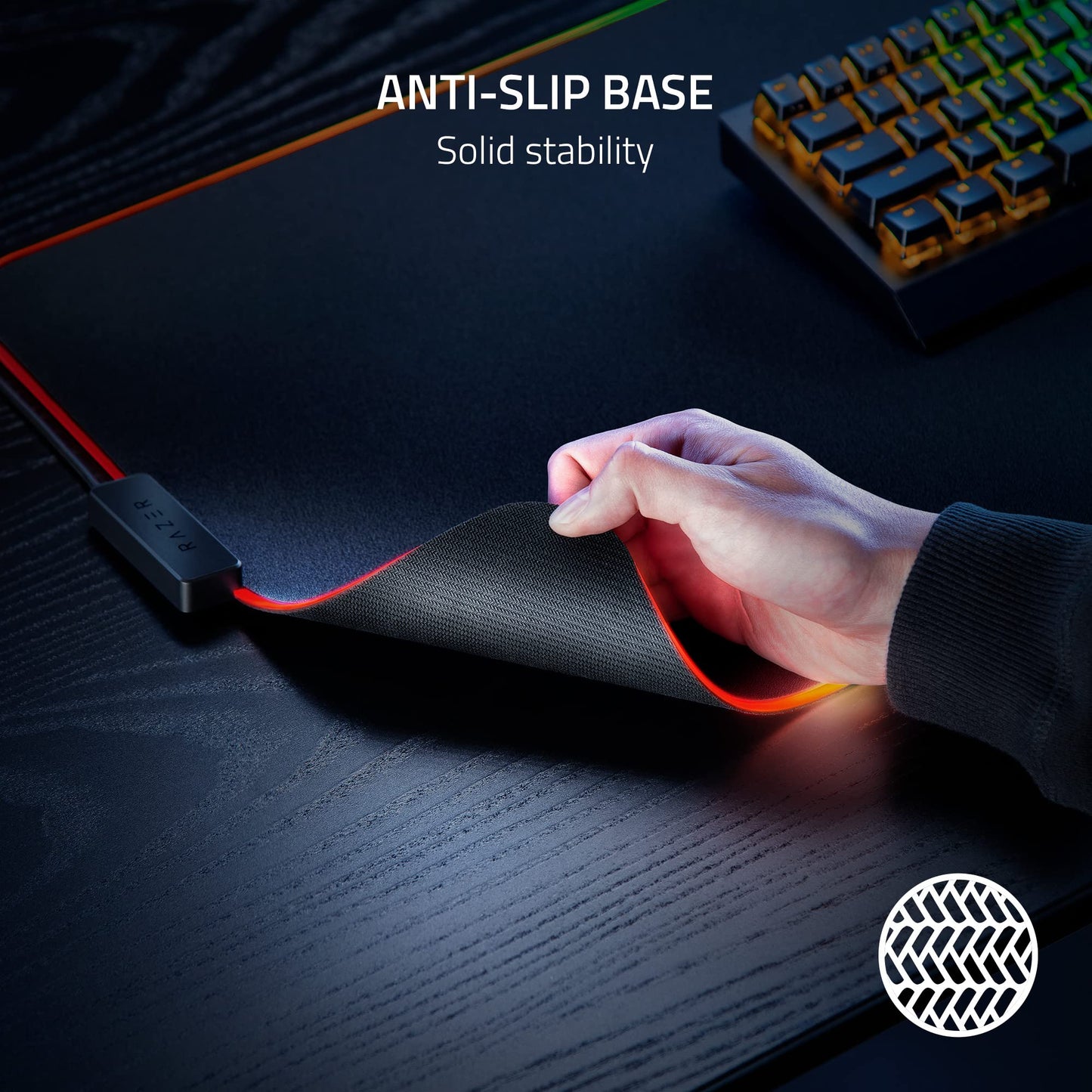 Razer Strider Chroma Hybrid Gaming Mouse Mat - XXLarge, Polyester, Chroma RGB, Anti-Slip Base, Warp & Water-Resistant, Model RZ02-04490100-R