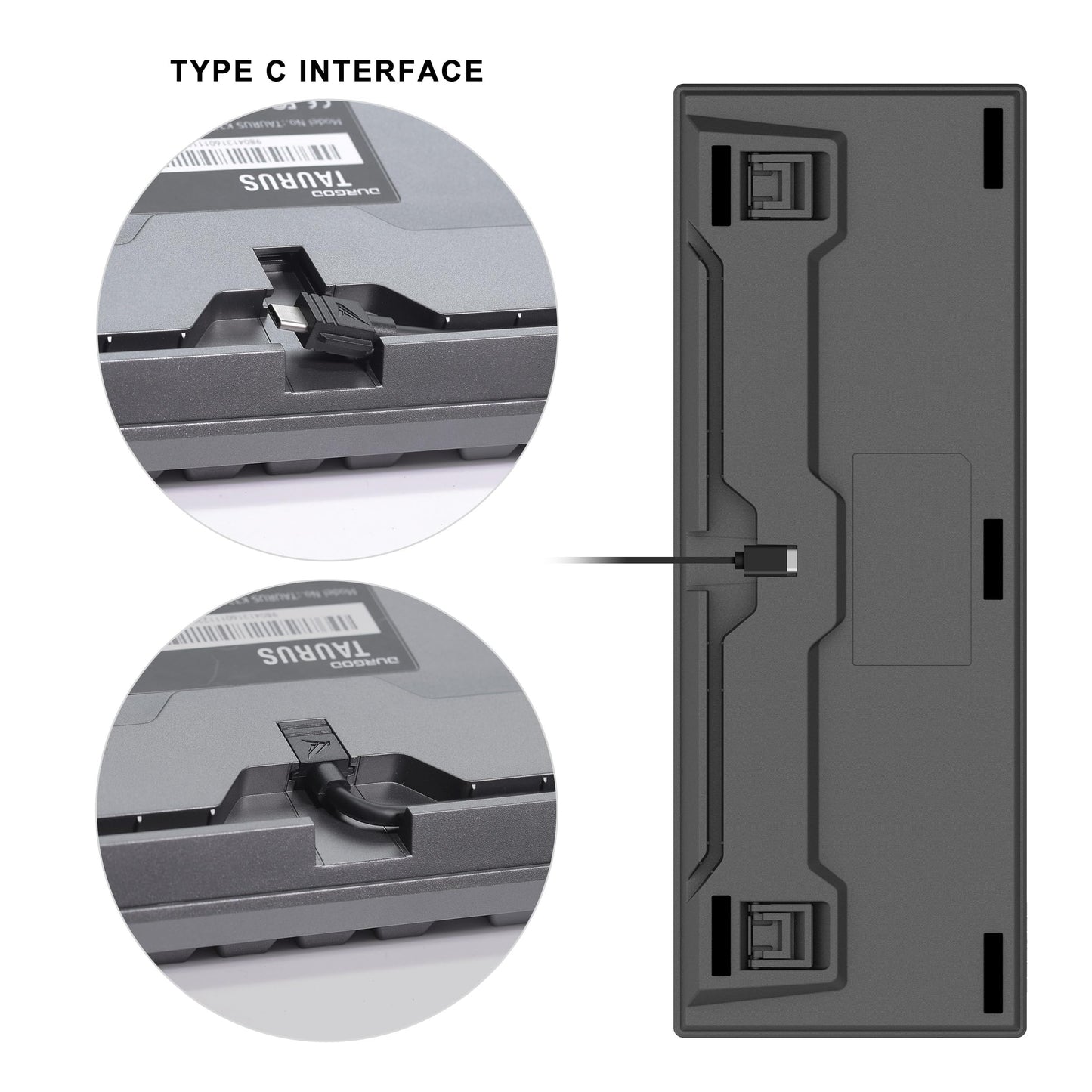 DURGOD K320 TKL Mechanical Keyboard | 87 Keys | USB C | Cherry Red | Corona White Backlit | PBT Keycaps | Programmable Keys