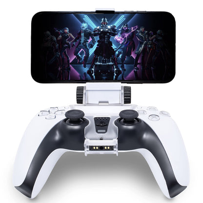 ADZ PS5 Controller Phone Mount Holder - Smart Clamp for PS5 Dualsense, White, Model ADZPS5-002