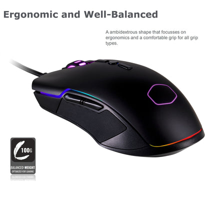 Cooler Master CM310 Gaming Mouse - RGB, 10000 DPI Optical Sensor, Ambidextrous Grips, Rubber Material