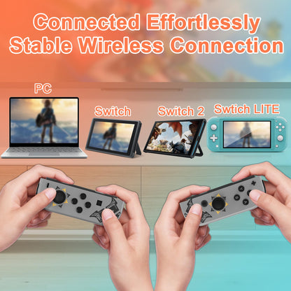 KJETCA Wireless Gamepad for Switch Controllers - L R Remote, Motion Control, Dual Vibration, Gray, Model KYM-GWLR-FT