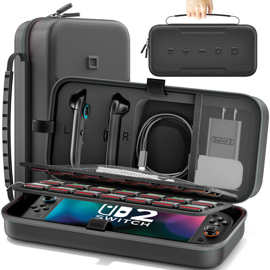 Carrying Case Compatible with 2025 Nintendo SW 2  Large Switch 2 Case Travel Bag Fit for Joycon & Adapter  Protective Switch 2 Carry Holds 28 Game Cards for Game Cube Game