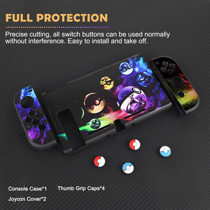 DLseego Cartoon Balls Switch Case - Soft TPU Shell, Shockproof, Scratch Resistant, Includes 4PCS Thumb Grips, Colorful Design