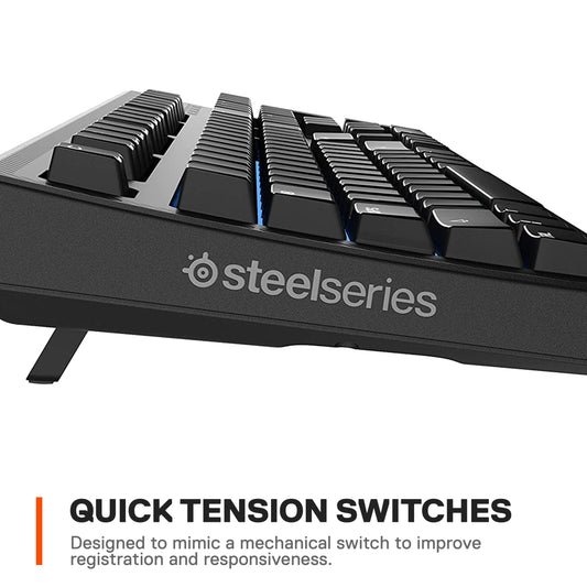 SteelSeries Apex 100 Gaming Keyboard - Tactile & Silent - Blue LED Backlit - Splash Resistant - Model 64435